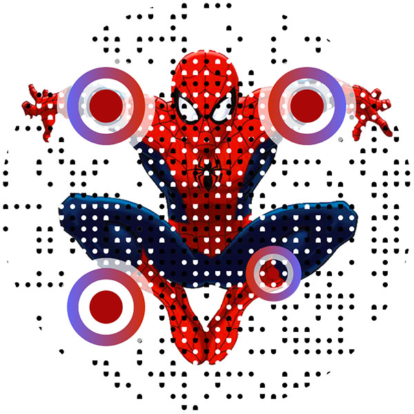 Kod QR z przykładowym logo Spiderman